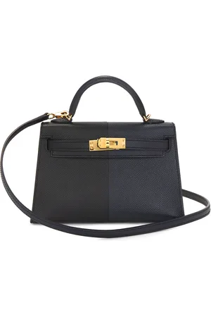 Hermès Casaque Veau Epsom Kelly 20 Handbag in Bleu Indigo & Black - Navy. Size all.