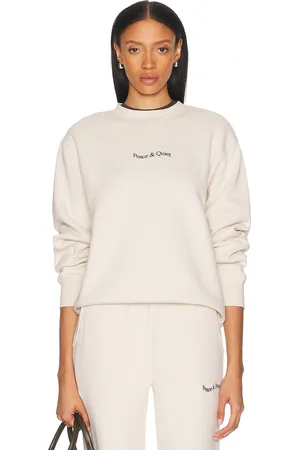 Museum of Peace and Quiet Wordmark Crew Neck Sweatshirt in Bone - Cream. Size L (also in M, XS).