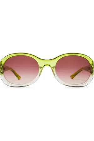 Gucci Oval Acetate Sunglasses in Shiny Gradient Transparent Acid Green & Crystal - Green. Size all.