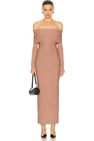 Alaïa Off The Shoulder Dress in Nude in Nude ALA?A - Nude. Size 40 (also in ).