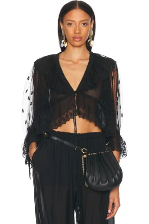 Chloé Embroidered Blouse in Black - Black. Size 34 (also in 40).