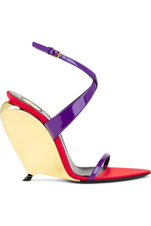 Saint Laurent Gippy Wedge Sandal in Acinus Violet - Purple. Size 36 (also in 37, 40, 41).