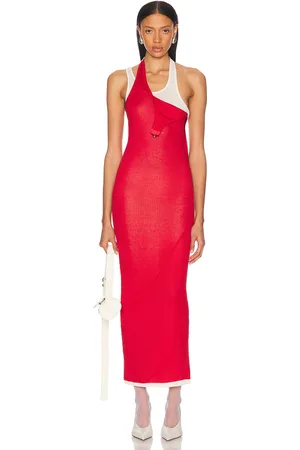 Jean Paul Gaultier Sleeveless Dress in Red & Ecru - Red. Size L (also in M, S, XL, XS).
