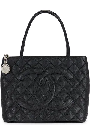 CHANEL Caviar Medallion Tote Bag in Black - Black. Size all.