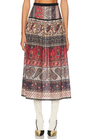 VALENTINO Voyage Imaginaire Skirt in Multicolor - Red,Navy. Size 36 (also in 38, 40).