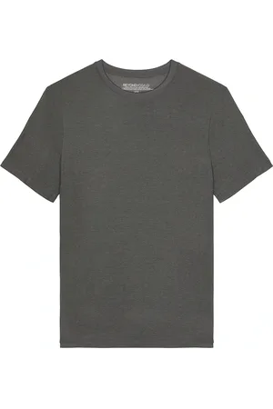 Beyond Yoga Always Beyond Crew Neck Tee 2.0 in True Gray Heather - Charcoal. Size L (also in M, S, XL/1X).