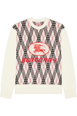 Burberry Ranger Crewneck Sweater in Chalk Argyle - Ivory. Size L (also in M, S, XL/1X).