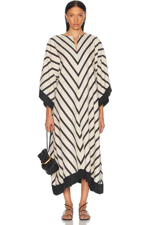By Malene Birger Cicine Dress in Diagonal Stripe - Cream,Black. Size 34 (also in 36, 38, 40, 42).