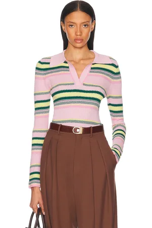 MONSE Jacquard Top in Pink Stripe - Pink. Size L (also in M, S, XS).