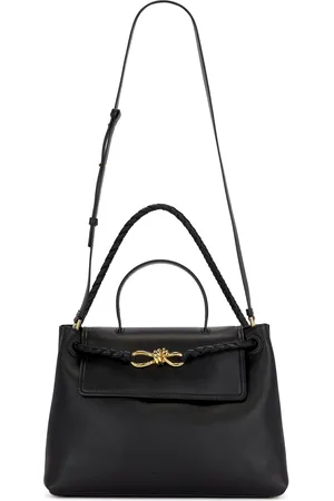 Bottega Veneta Andiamo Bag in Black & Muse Brass. Size all.