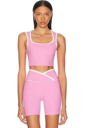 YEAR OF OURS Ribbed Diana Bra in Year Pink & White - Pink. Size L (also in M, S, XS).