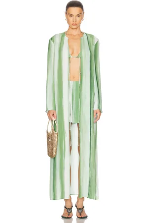 Cult Gaia Mendel Duster in Calla Lily Painted Stripe - Green. Size L (also in M, S, XS).