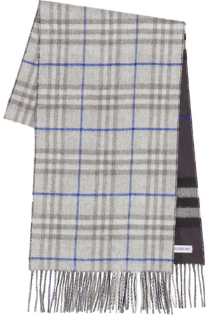 Burberry Check Scarf in Grey & Off Black - Grey. Size all.