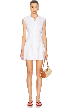 Frame The Linen Day Dress in White - White. Size L (also in M, S, XS).