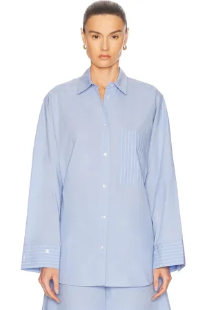 By Malene Birger Derris Top in Blue Iris Stripe - Baby Blue. Size 34 (also in 36, 38, 40, 42).