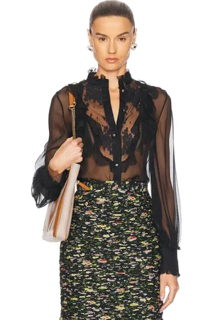 VALENTINO Sheer Blouse in Nero - Black. Size 38 (also in ).