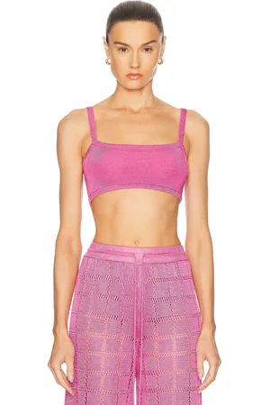 Calle Del Mar Knit Bandeau Top in Hibiscus - Pink. Size L (also in M, S).
