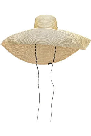 Alaïa Large Straw Sun Hat With Leather Straps in Naturel - Tan. Size all.