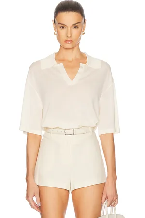 EAVES Kaysa Blouson Polo in Ivory - Ivory. Size L (also in M, S, XL, XS, XXS).