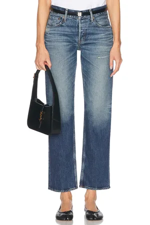 Moussy Cedarhurst Straight Low in Blue - Blue. Size 23 (also in 24, 25, 26, 27, 28, 29, 31, 32).