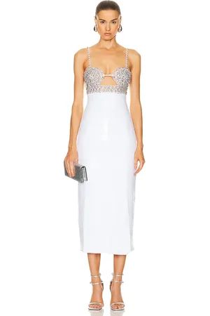 PATBO Hand Beaded Sequin Midi Dress in White - White. Size 2 (also in ).