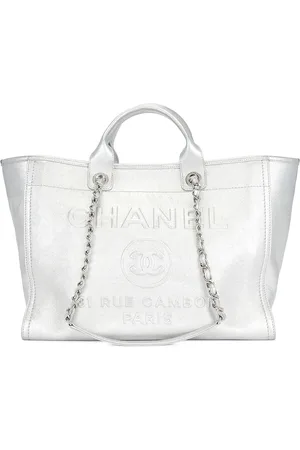 CHANEL Deauville MM Tote Bag in Silver - Metallic Silver. Size all.