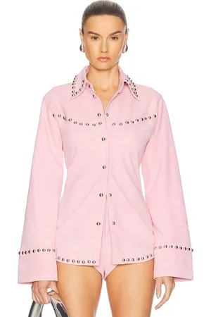 Retrofete Palmira Suede Shirt in Primrose - Pink. Size M (also in S, XL, XS).