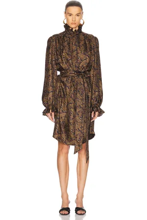 Saint Laurent Belted Mini Dress in Navy Multicolore - Navy. Size 40 (also in ).