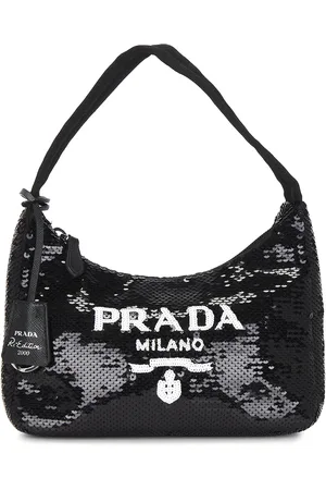Prada Re-Edition 2000 Sequined Re-Nylon Mini Shoulder Bag in Black - Black. Size all.