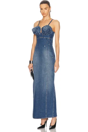 Jean Paul Gaultier Conic Cups Long Denim Dress in Vintage Blue - Blue. Size 34 (also in 36, 40).