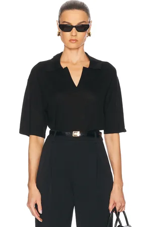EAVES Kaysa Blouson Polo in Black - Black. Size L (also in M, S, XL, XS, XXS).