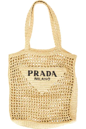 Prada Raffia Tote Bag in Neutral - Neutral. Size all.