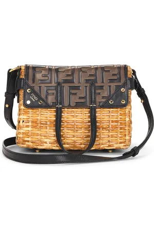 Fendi Wicker FF Mini Flip Shoulder Bag in Brown - Brown. Size all.