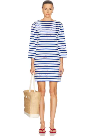 BODE Margate Dress in Blue Multi - White,Blue. Size M (also in S).