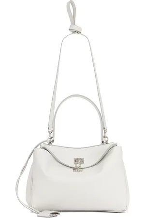 Balenciaga Rodeo Grained Leather Small Top Handle Bag in White - White. Size all.