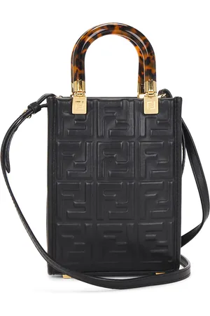 Fendi Embossed FF Mini Sunshine Shopper Tote Bag in Black - Black. Size all.
