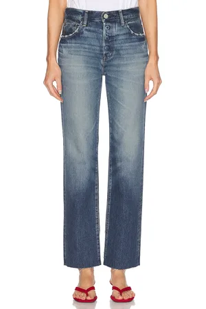 Moussy Gleason Straight in Blue - Blue. Size 23 (also in 25, 26, 27, 28, 30, 31, 32).