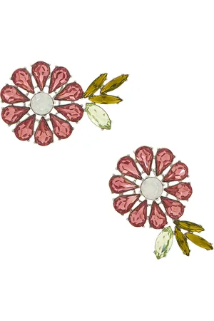 Carolina Herrera Crystal Daisy Earrings in Happy Pink - Pink. Size all.