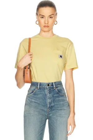 Carhartt Pocket T-Shirt in Air Yellow - Yellow. Size L (also in M, S, XS).