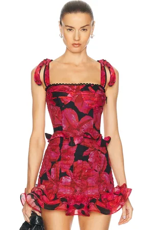 CHARO RUIZ IBIZA Dessine Top in Black Blossom - Red,Black. Size L (also in M, XS).