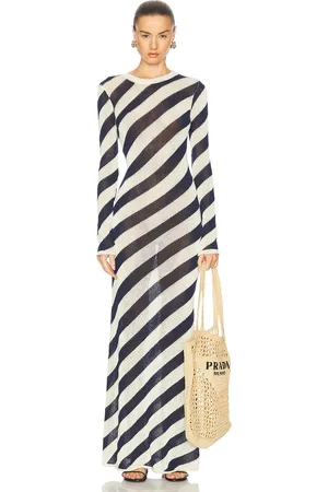 SER.O.YA Rubi Knit Maxi Dress in Navy & Eggshell - Navy. Size L (also in S, XL, XS).