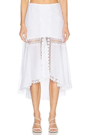 CHARO RUIZ IBIZA Clair Midi Skirt in White - White. Size L (also in M, S, XS).