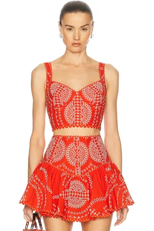 CHARO RUIZ IBIZA Goldie Top in Red Nelum - Red. Size M (also in XS).