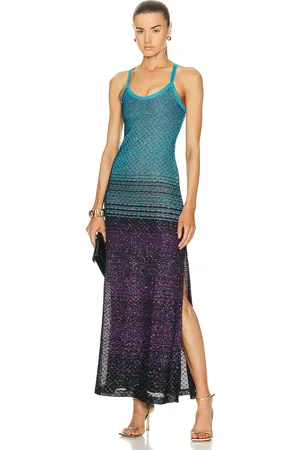 Missoni Sleeveless Maxi Dress in Turquoise Violet & Black - Multi. Size 38 (also in ).
