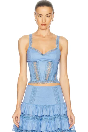 CHARO RUIZ IBIZA Poppy Top in Blue Washed - Blue. Size M (also in S, XS).