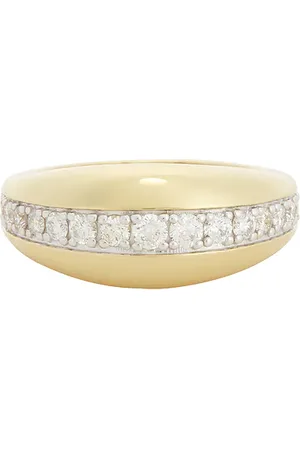 STONE AND STRAND Pave Pistachio Dome Ring in 10k Yellow Gold & White Diamond - Metallic Gold. Size 8 (also in ).