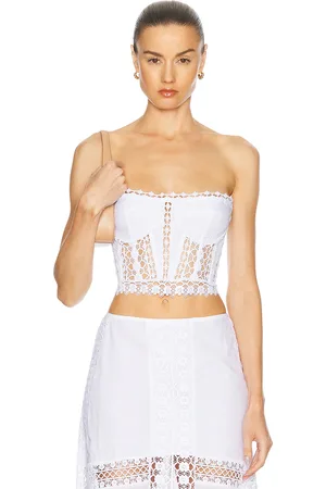 CHARO RUIZ IBIZA Azal Bustier Top in White - White. Size L (also in S, XS).