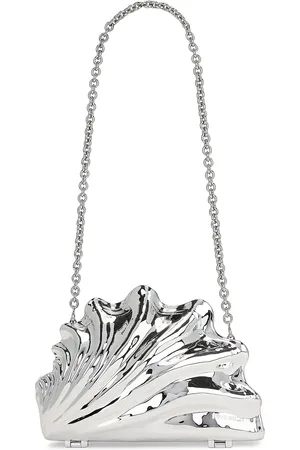J.W.Anderson Shell Clutch in Silver - Metallic Silver. Size all.