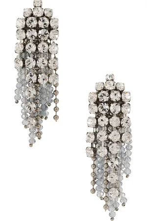 Givenchy Crystal Dangle Earrings in Silvery - Metallic Silver. Size all.