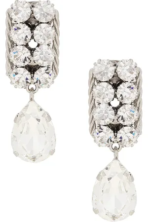 Alessandra Rich Pendant Earrings in Crystal & Silver - Metallic Silver. Size all.